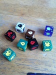 Some of the dice in Quarriors!
